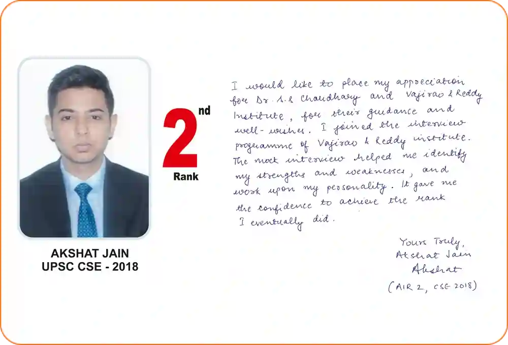 Akshat Jain Review About Vajiraoias Institute