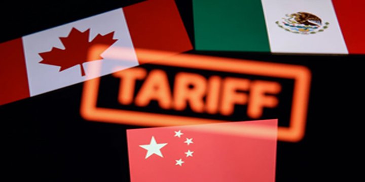 President Donald Trump's tariff action on Canada, China and Mexico and its response: