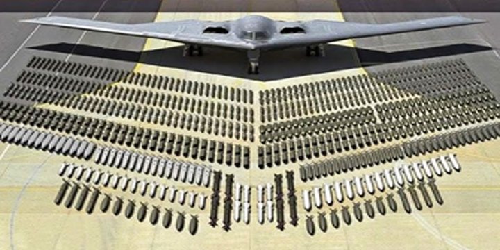 B-2 Spirit Stealth Bomber and GBU-57 Massive Ordnance Penetrator (MOP) or ‘Mother of All Bombs (MOAB)’: